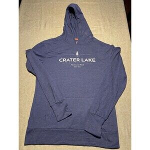 Crater Lake National Park Blue Long Sleeve Medium Unisex T Shirt hood Recycled